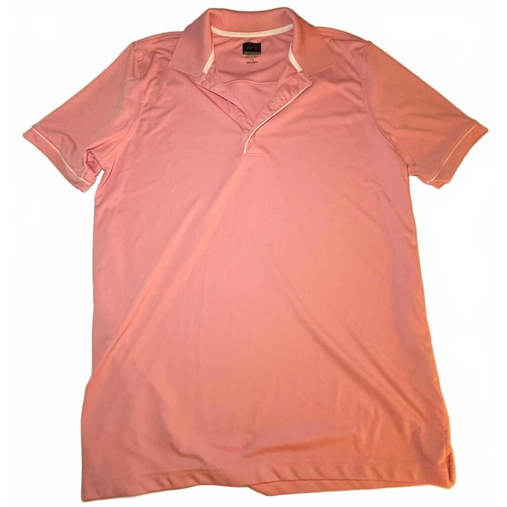 Greg Norman Play Dry Men's Large short sleeve Polo Pink Golf Shirt.